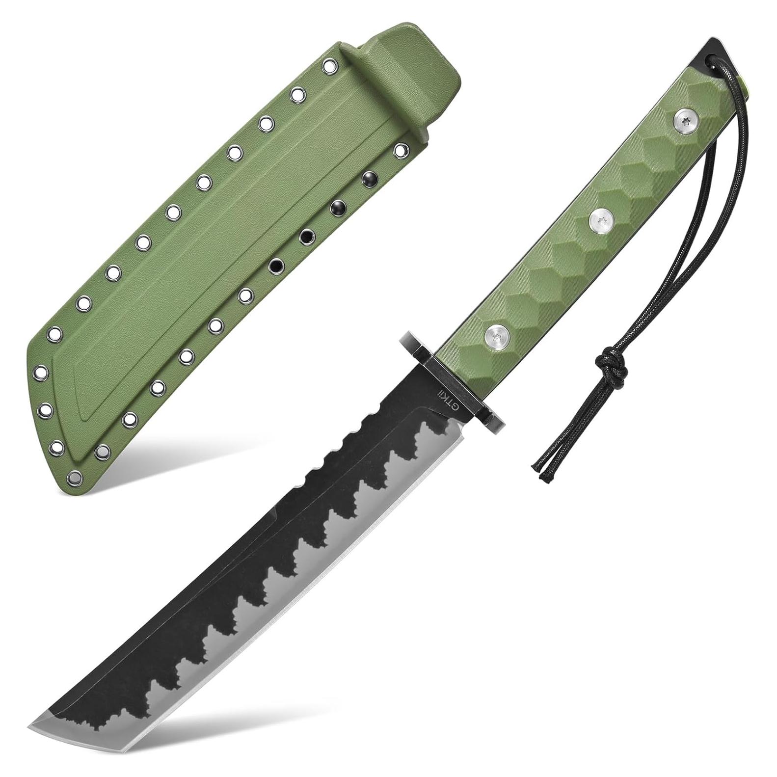 Cuchillo Fijo GTK33 Gtkii de Acero AUS-10 con Mango Ergonómico Verde