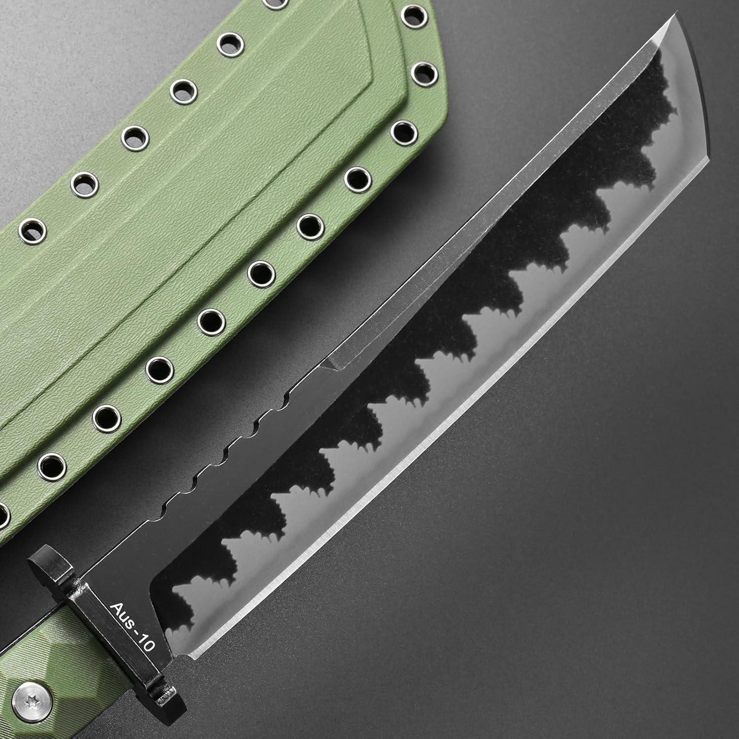 Cuchillo Fijo GTK33 Gtkii de Acero AUS-10 con Mango Ergonómico Verde