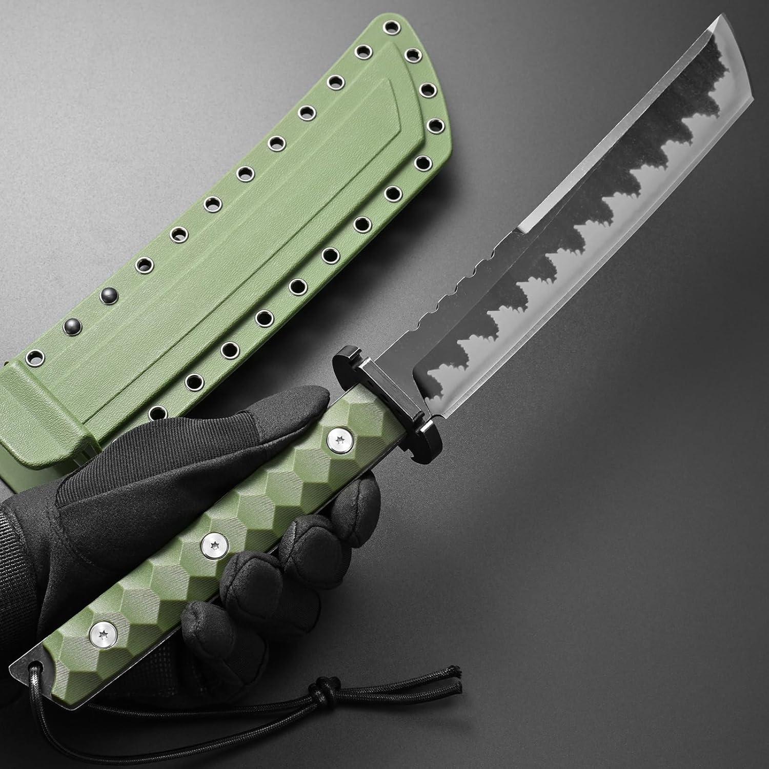 Cuchillo Fijo GTK33 Gtkii de Acero AUS-10 con Mango Ergonómico Verde