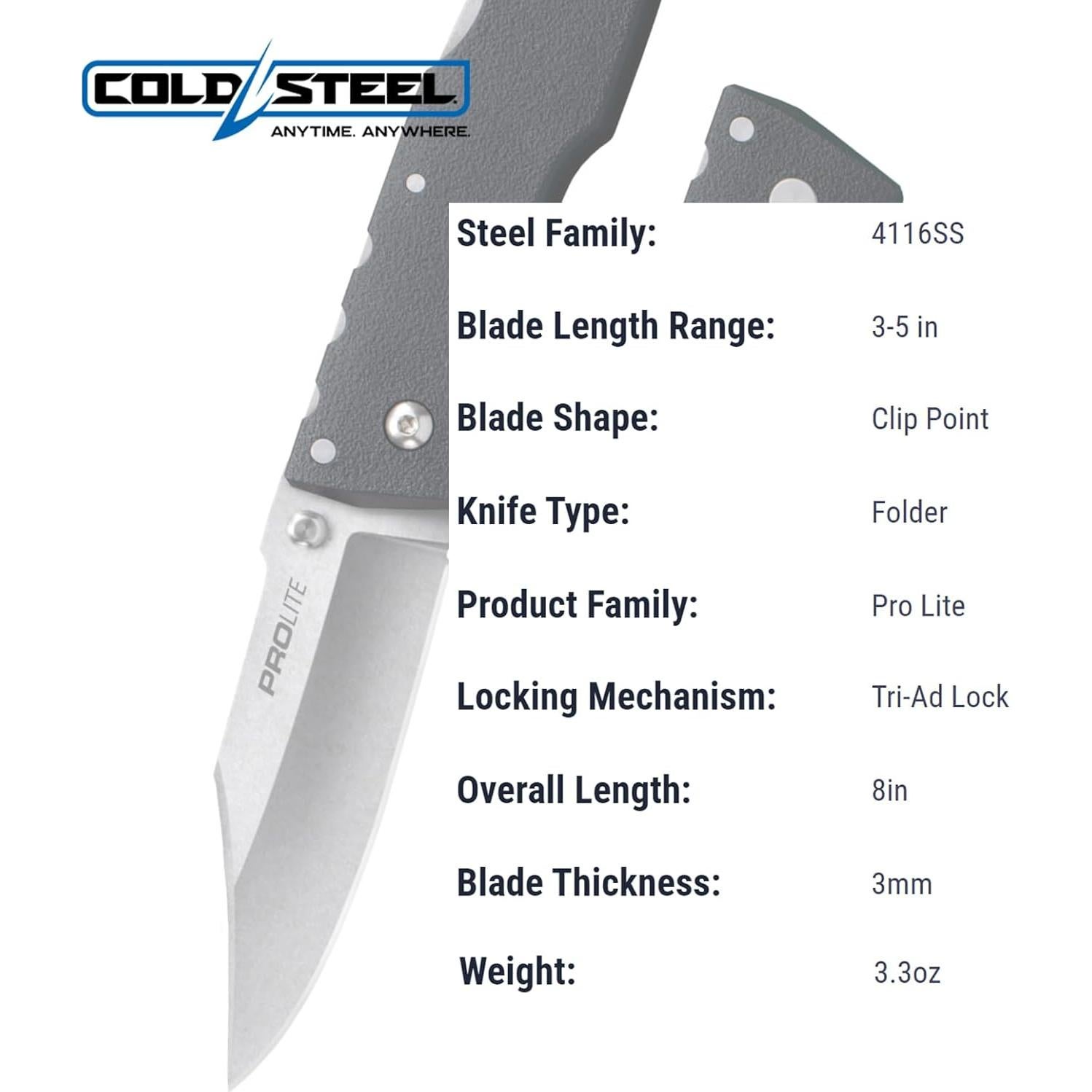 Cuchillo Plegable Cold Steel Pro Lite 8" Acero 4116 GFN