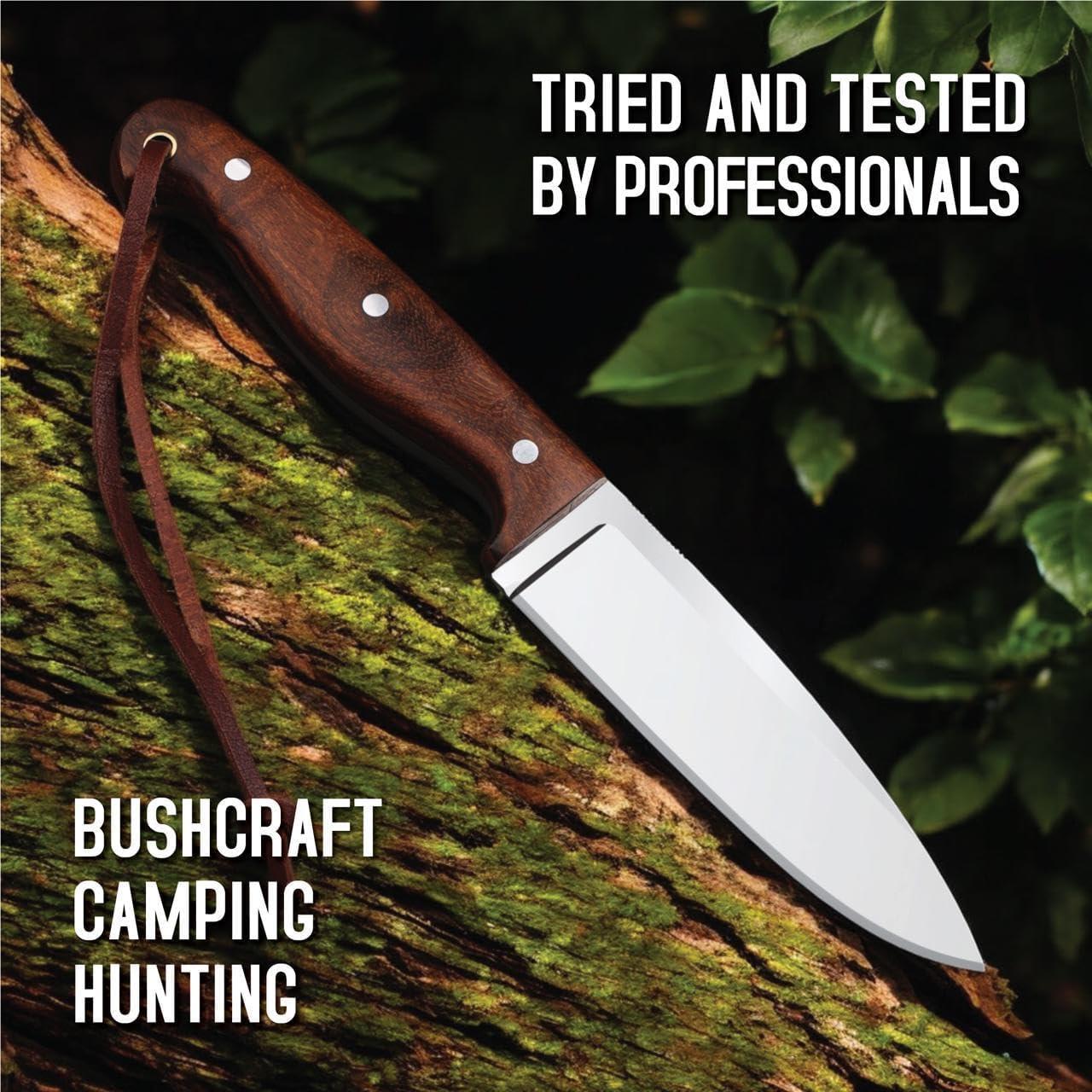 Cuchillo de Caza H&H Blades D2 Hecho a Mano 25.4 cm con Funda