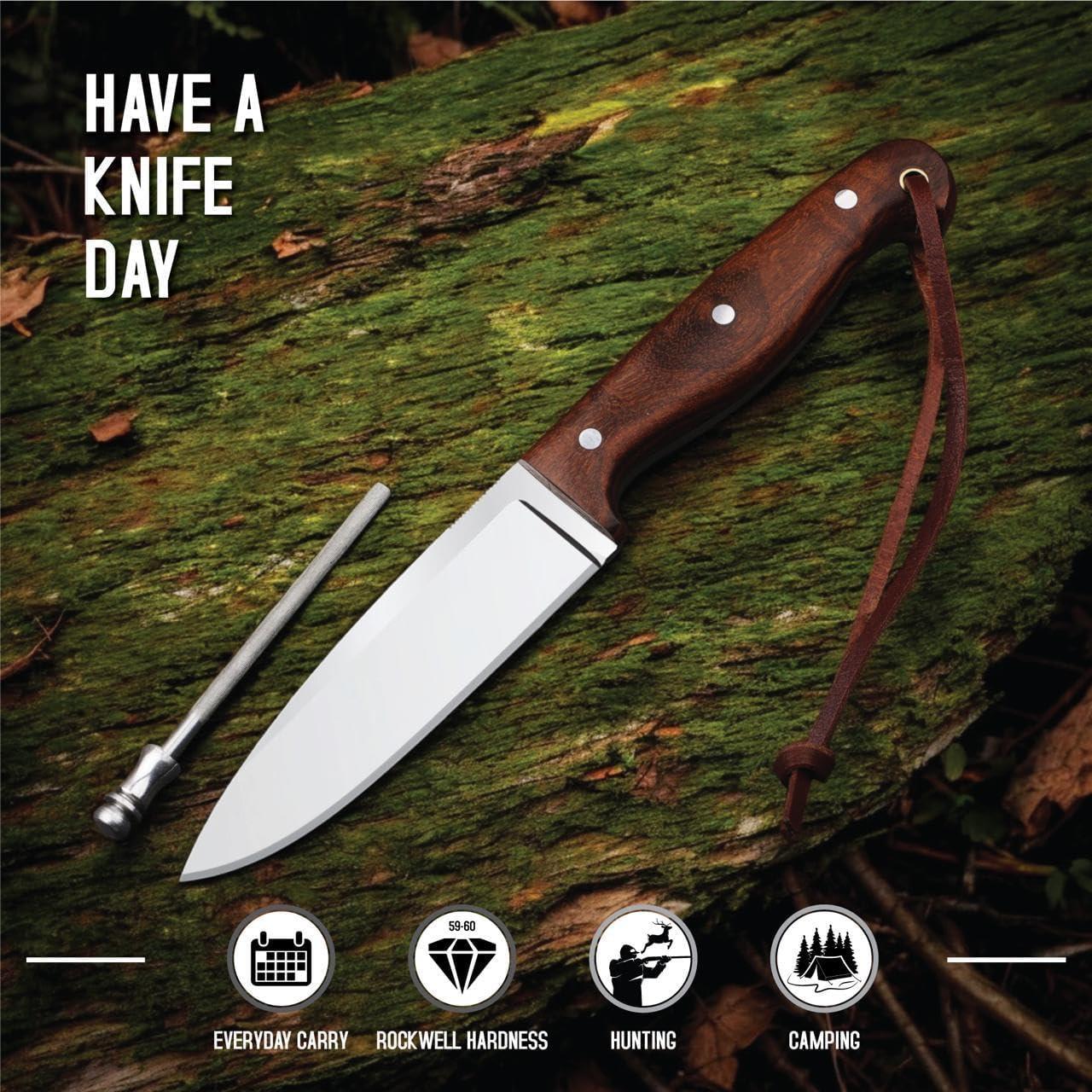 Cuchillo de Caza H&H Blades D2 Hecho a Mano 25.4 cm con Funda