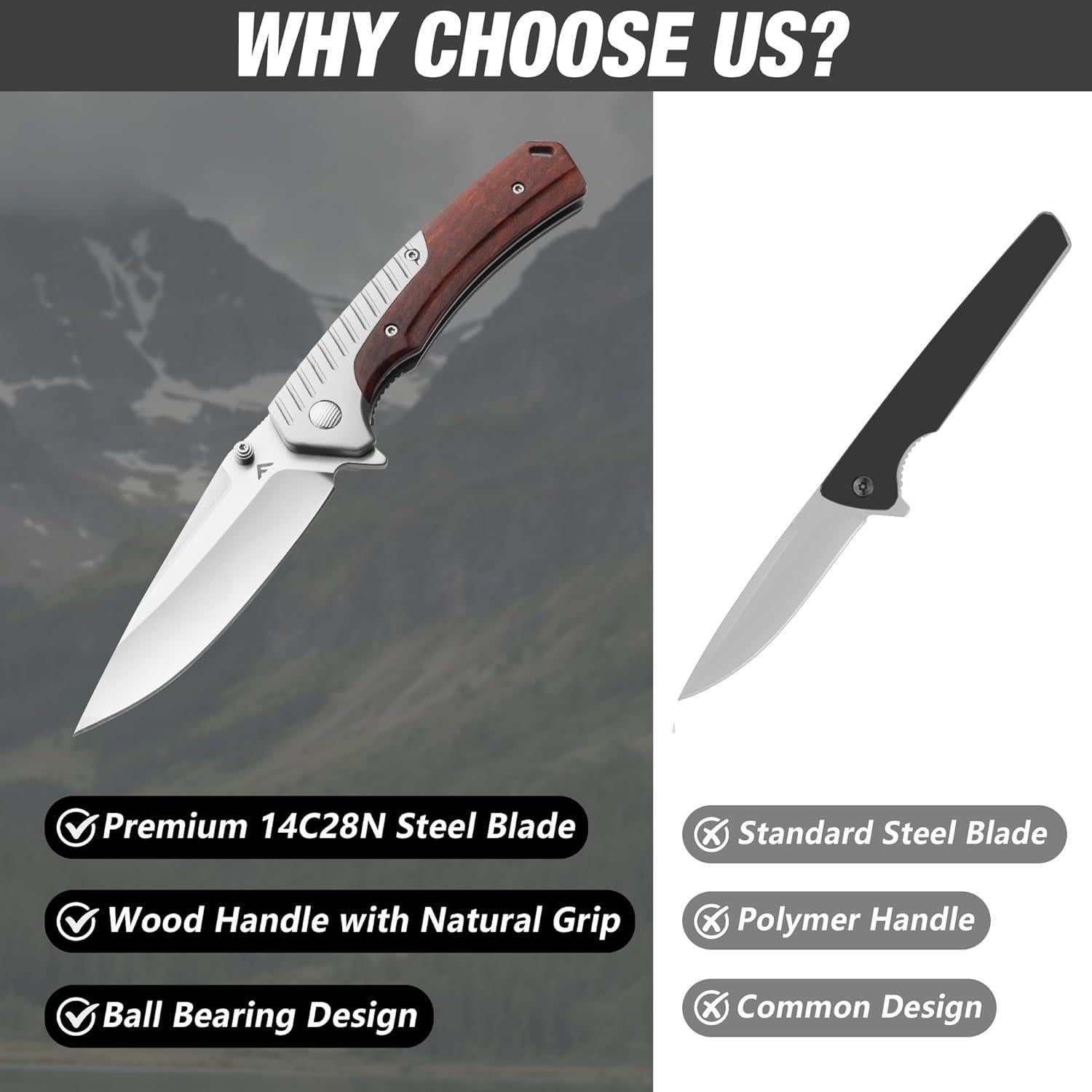 Cuchillo de bolsillo FLISSA plegable 8.5 cm acero inoxidable