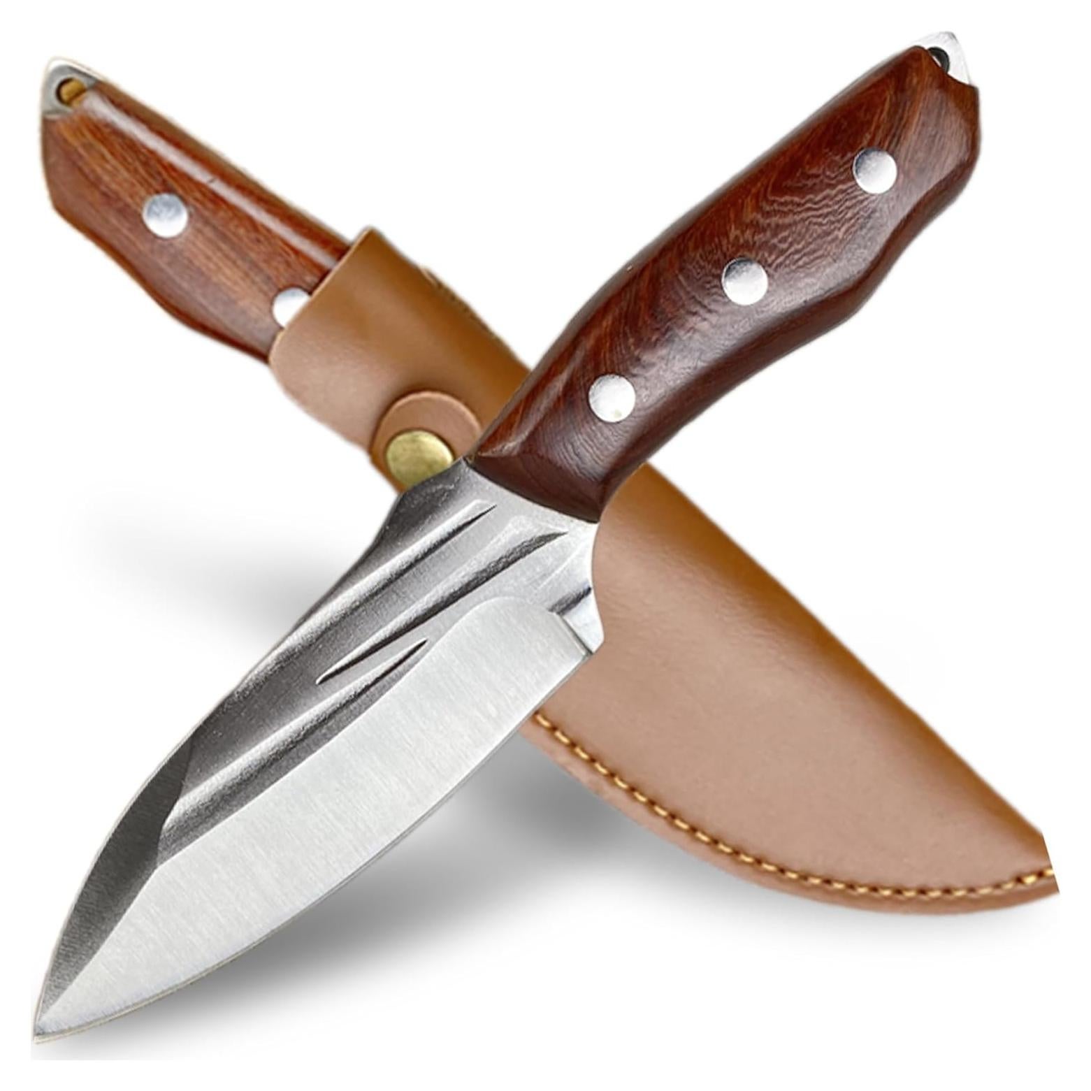 Cuchillo de Supervivencia AOSILEY con Mango de Madera 10.2 cm