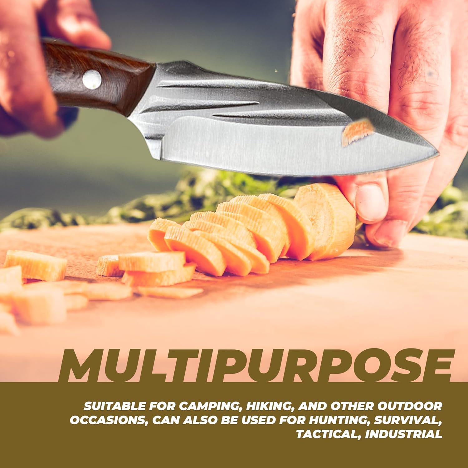 Cuchillo de Supervivencia AOSILEY con Mango de Madera 10.2 cm