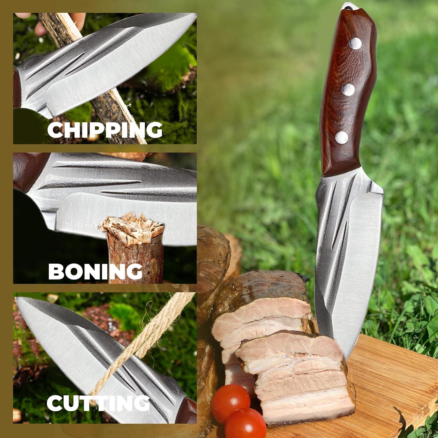 Cuchillo de Supervivencia AOSILEY con Mango de Madera 10.2 cm