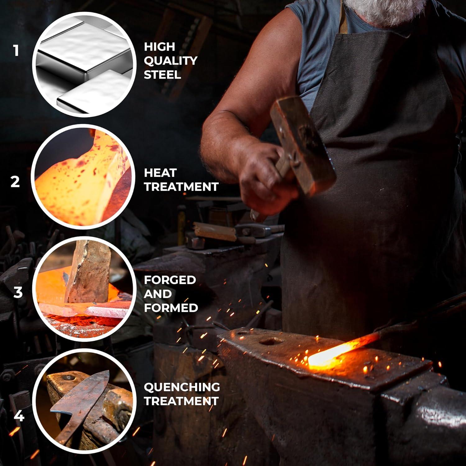 Cuchillo de Supervivencia AOSILEY con Mango de Madera 10.2 cm