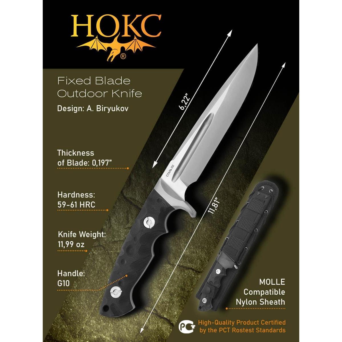 Cuchillo de Caza HOKC Jaguar-M D2 15.8 cm Mango G10