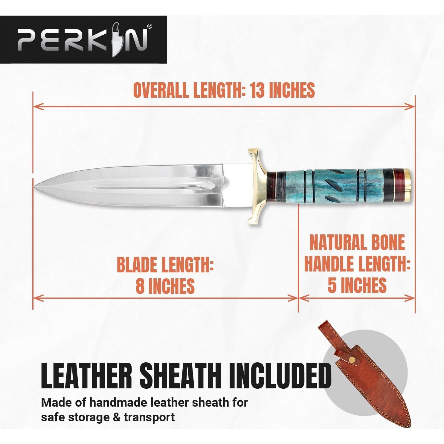 Cuchillo de Caza Perkin AR606 - Doble Filo 33 cm con Funda