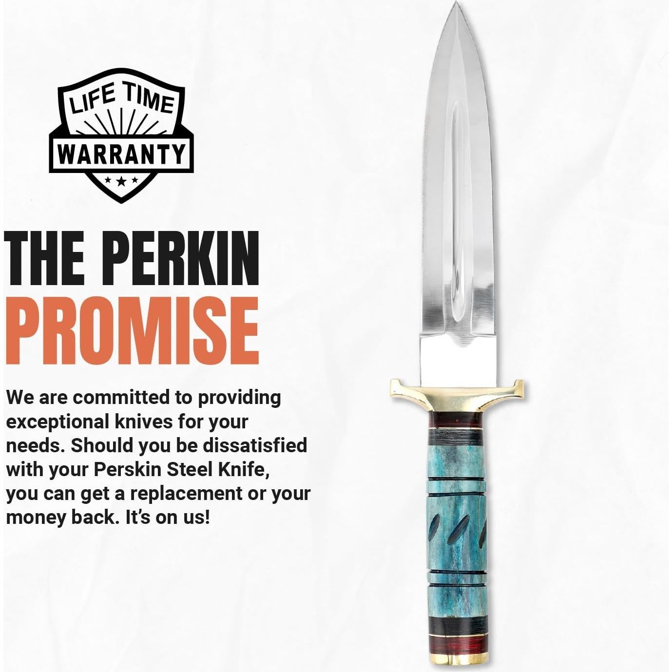 Cuchillo de Caza Perkin AR606 - Doble Filo 33 cm con Funda