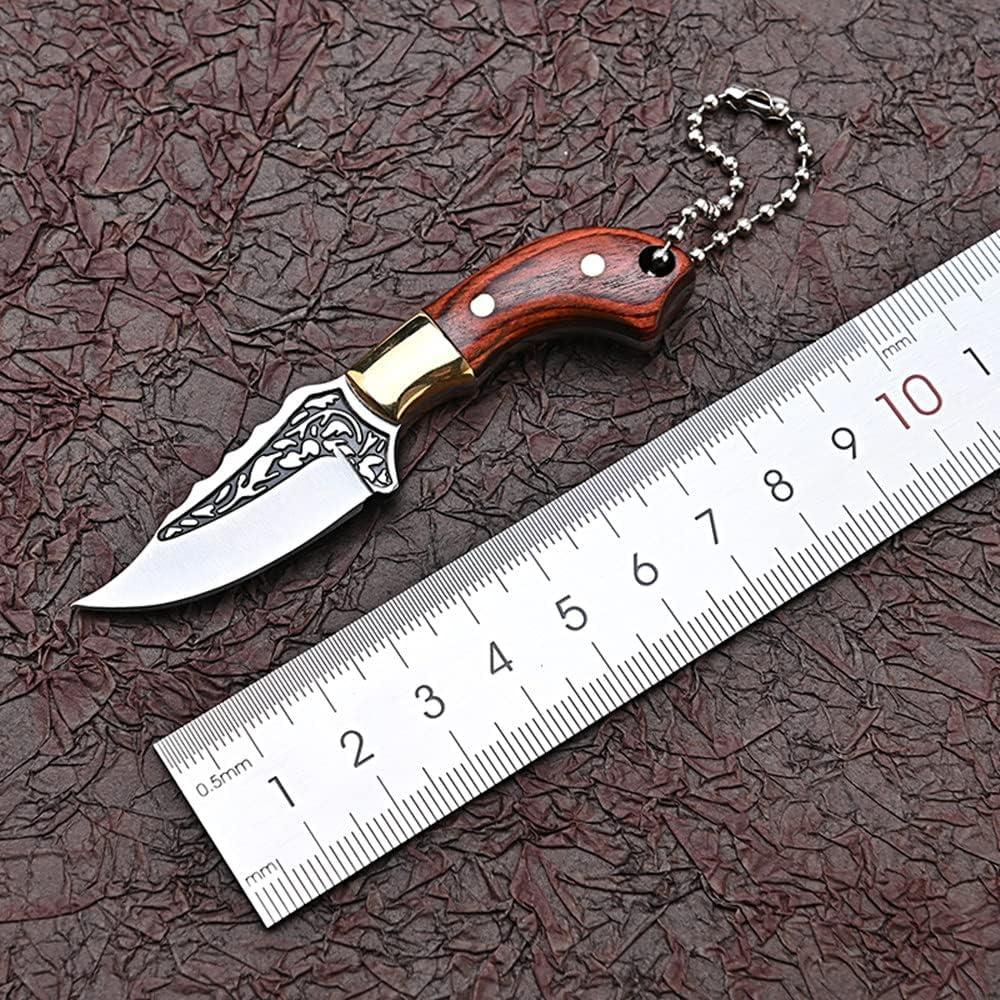 Cuchillo de hoja fija mini SZHOWORLD con funda de cuero 8.5 cm