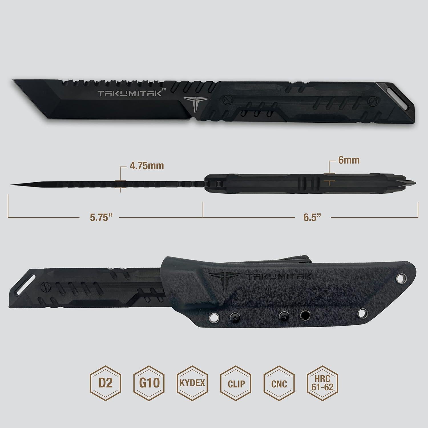 Cuchillo Táctico TAKUMITAK Modelo SOLUCIÓN 31.12 cm D2