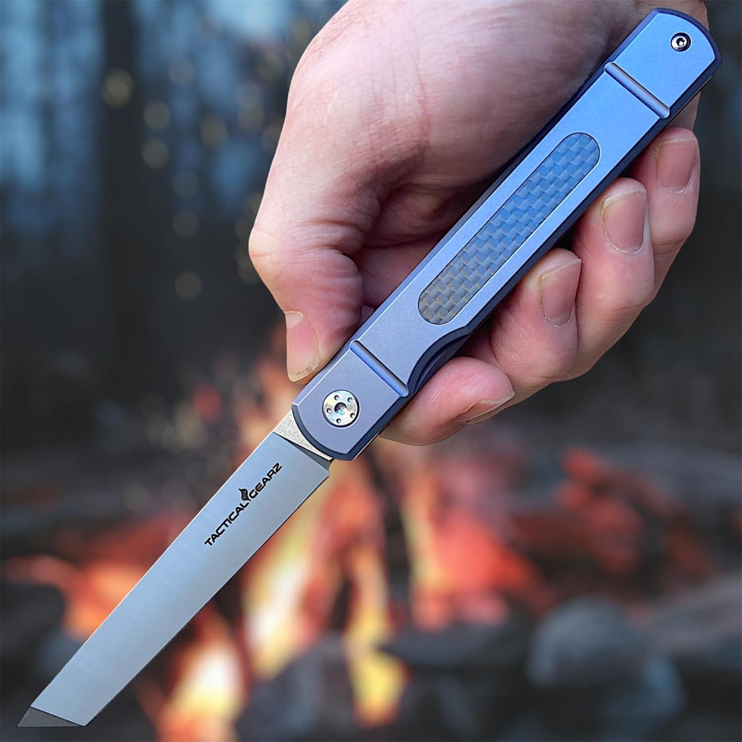 Cuchillo de bolsillo Higonokami TacticalGearz D2 Titanio 21.59cm