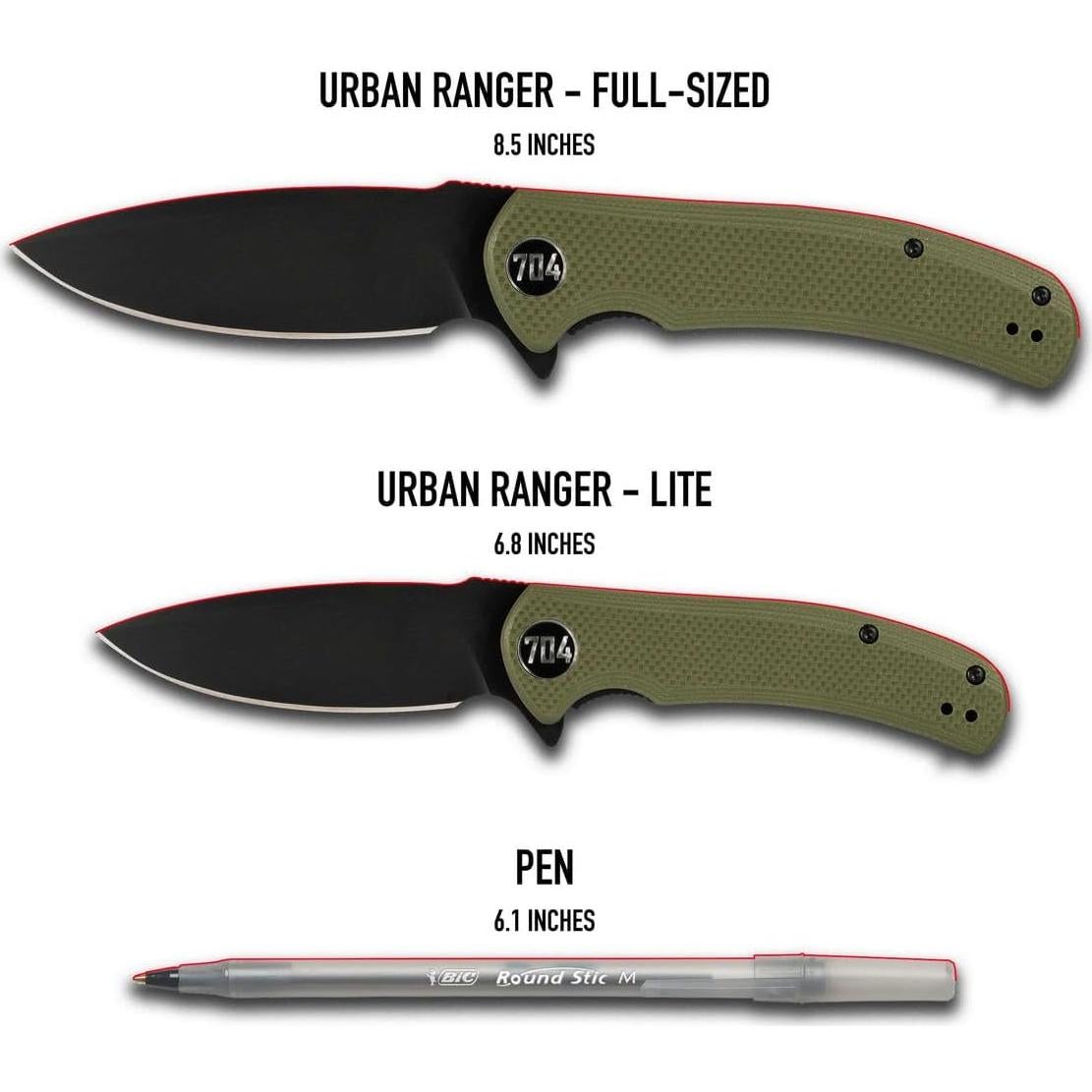 Cuchillo Plegable Urban Ranger 704 Gear Acero D2 9.5 cm Negro