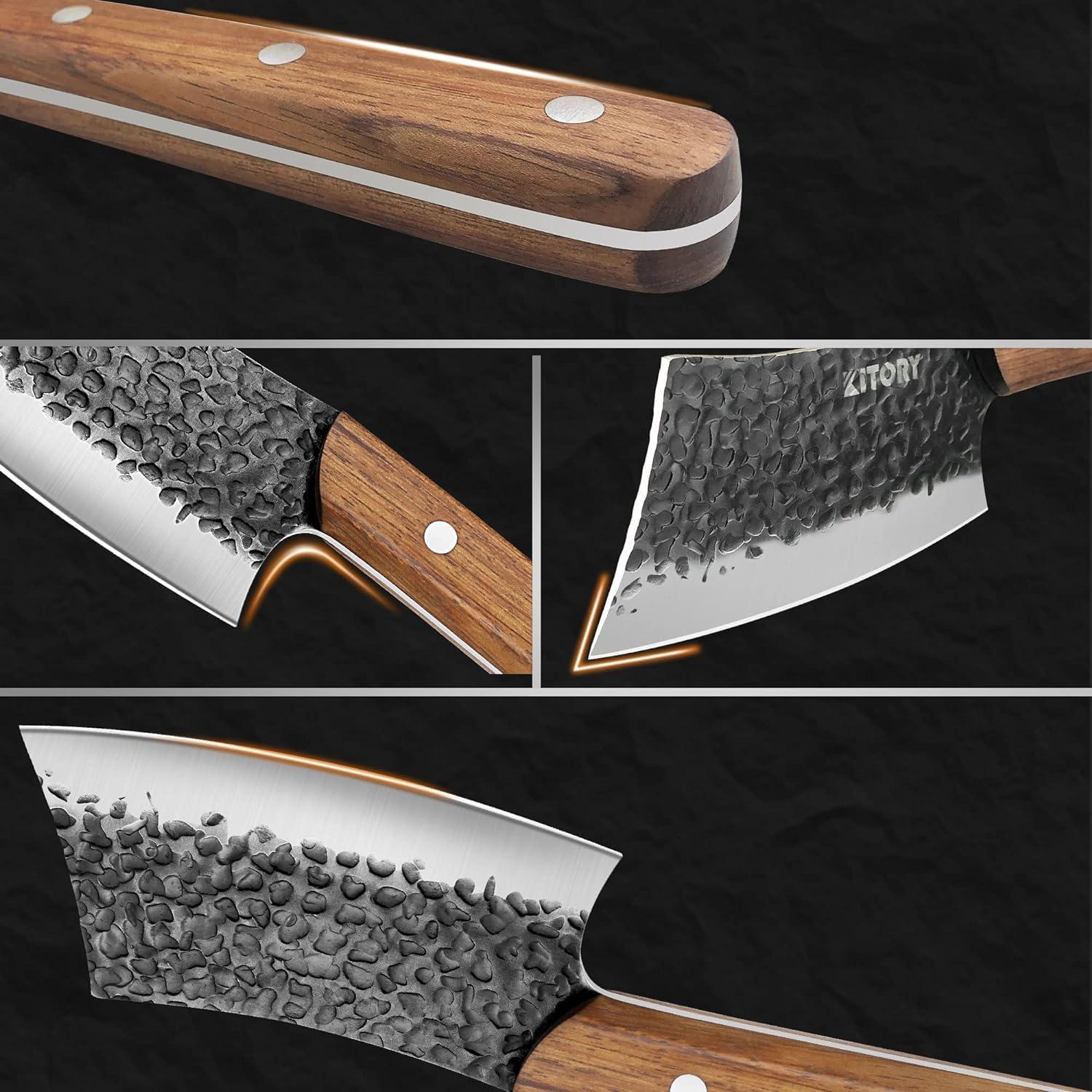 Cuchillo Mini Cleaver Kitory 12.7 cm Acero Inoxidable Negro