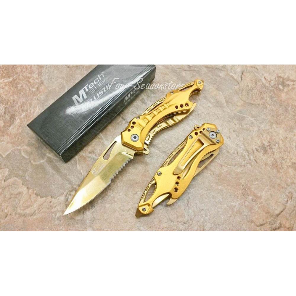 Cuchillo Táctico MTech USA Dorado 7.62cm Acero Inoxidable