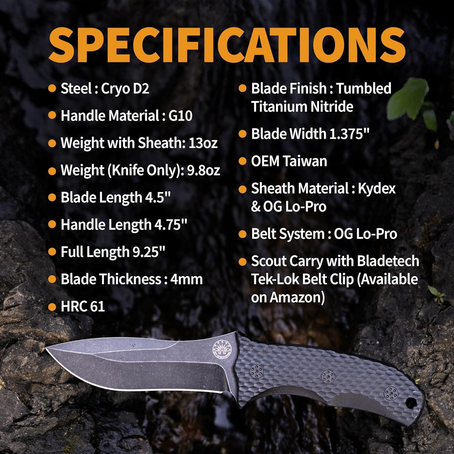 Cuchillo Fijo Off-Grid Blackout V2 Cryo D2 11.43cm Camping