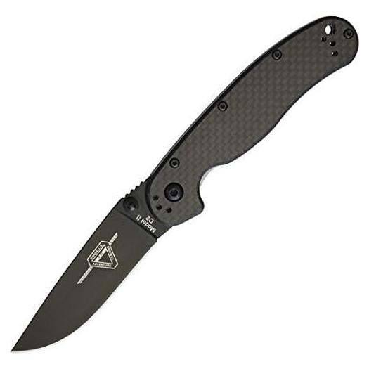 Cuchillo Ontario Rat II Linerlock D2 CF 10.16 cm Negro
