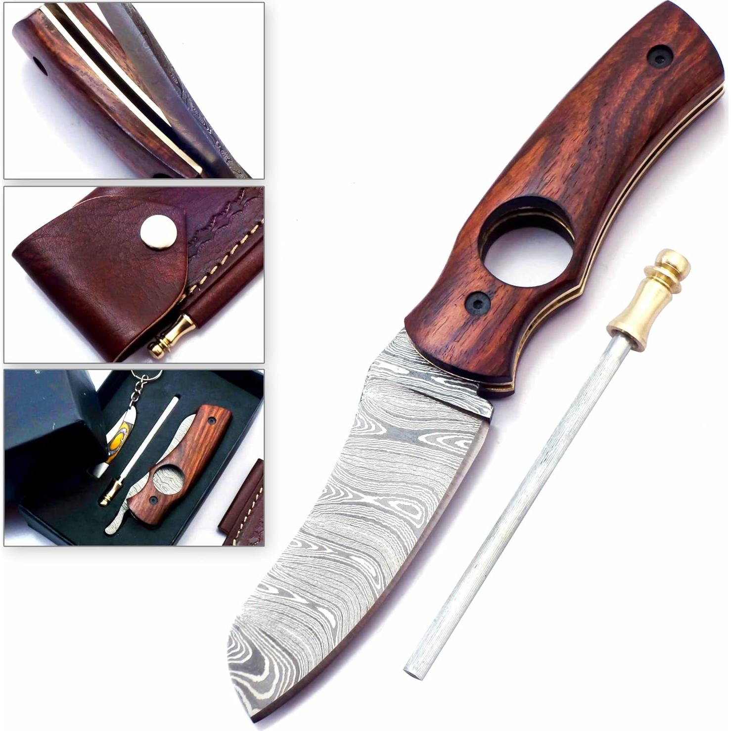 Cuchillo Cortador de Cigarros AR Knife Plegable Damasco 19.05 cm
