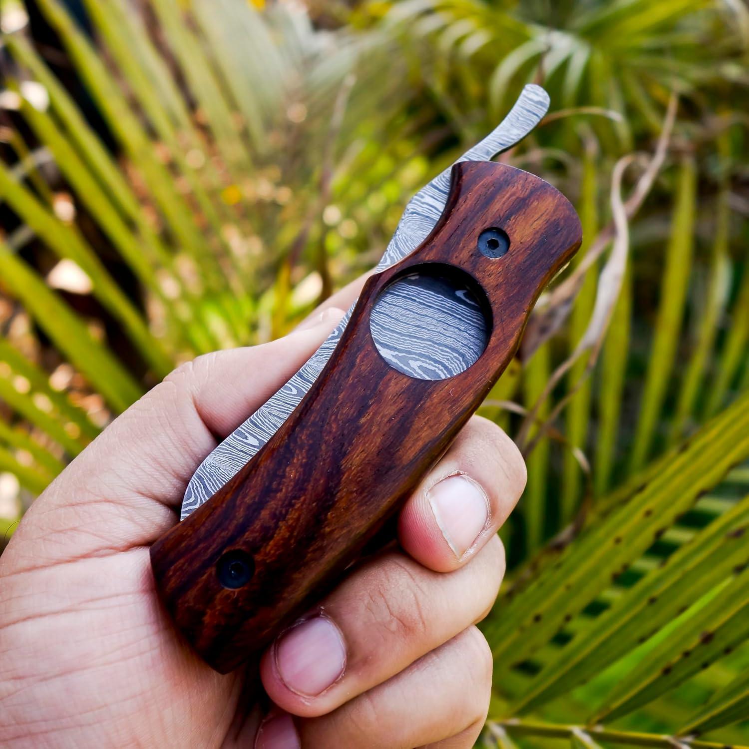 Cuchillo Cortador de Cigarros AR Knife Plegable Damasco 19.05 cm