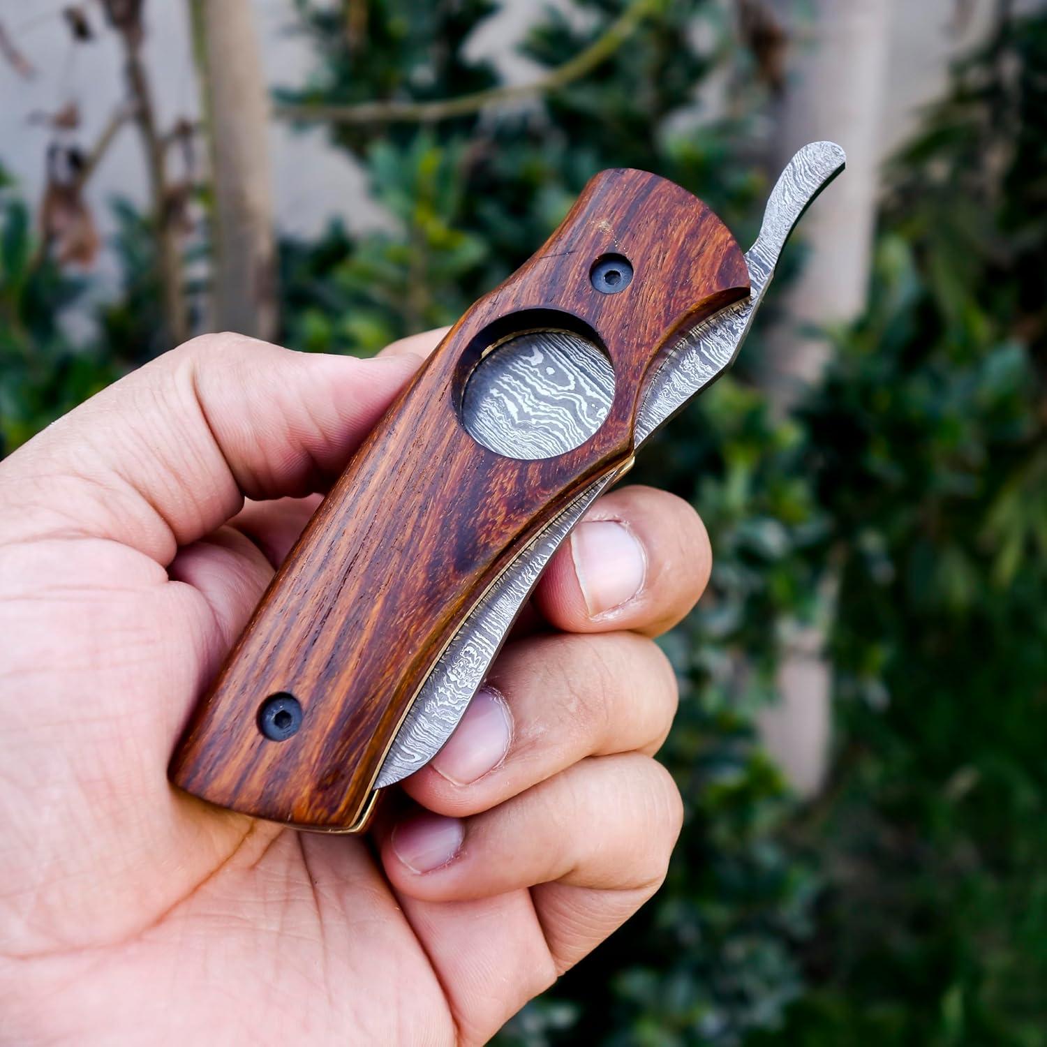 Cuchillo Cortador de Cigarros AR Knife Plegable Damasco 19.05 cm