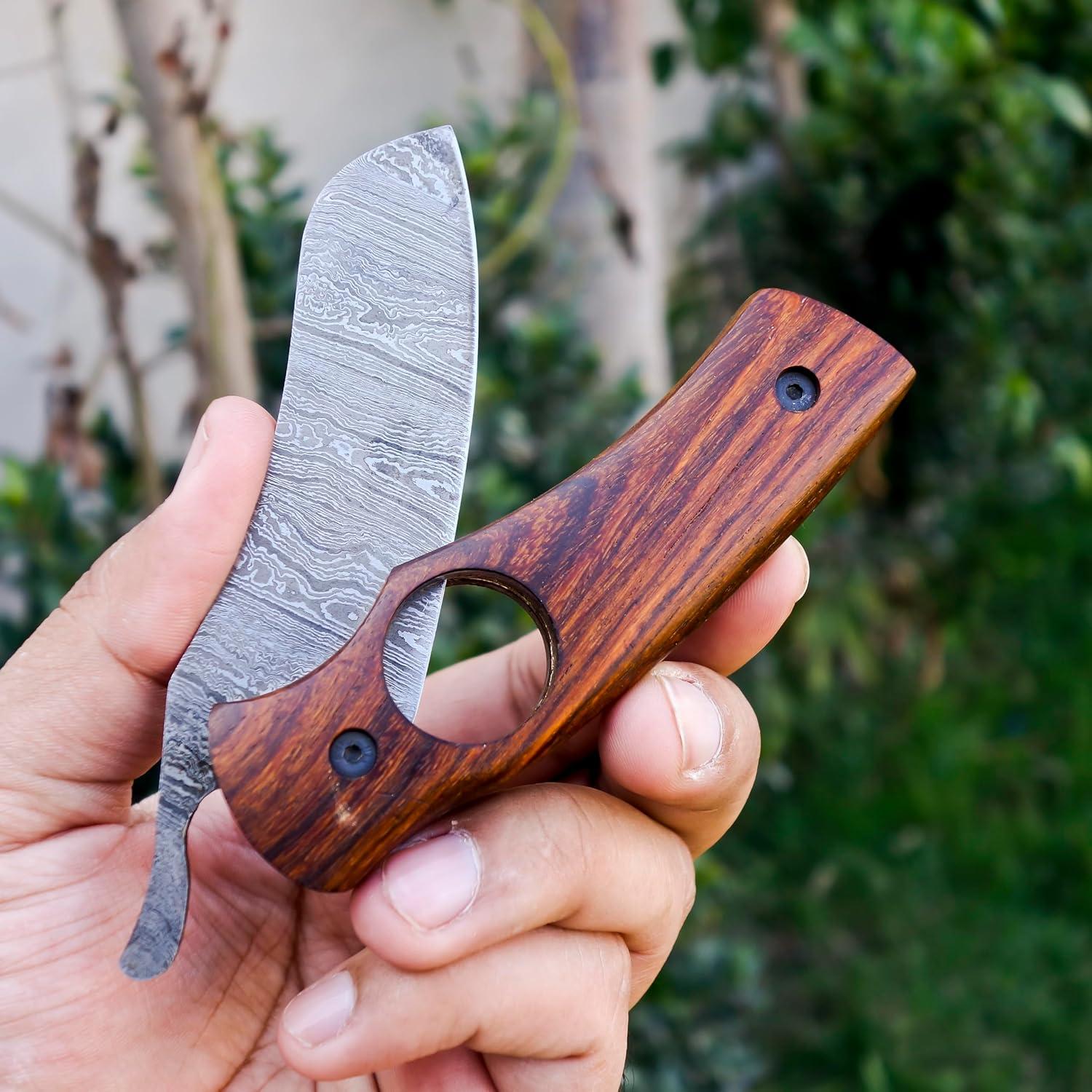 Cuchillo Cortador de Cigarros AR Knife Plegable Damasco 19.05 cm