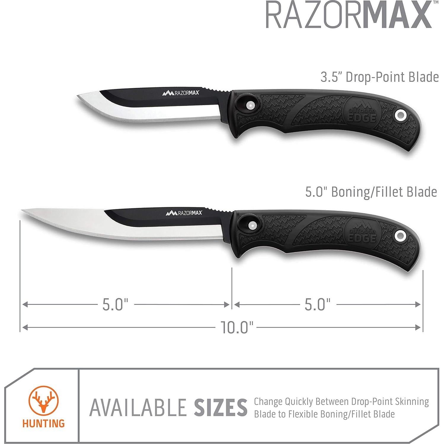 Cuchillo de Caza Outdoor Edge RazorMax 3.5" Reemplazable Negro