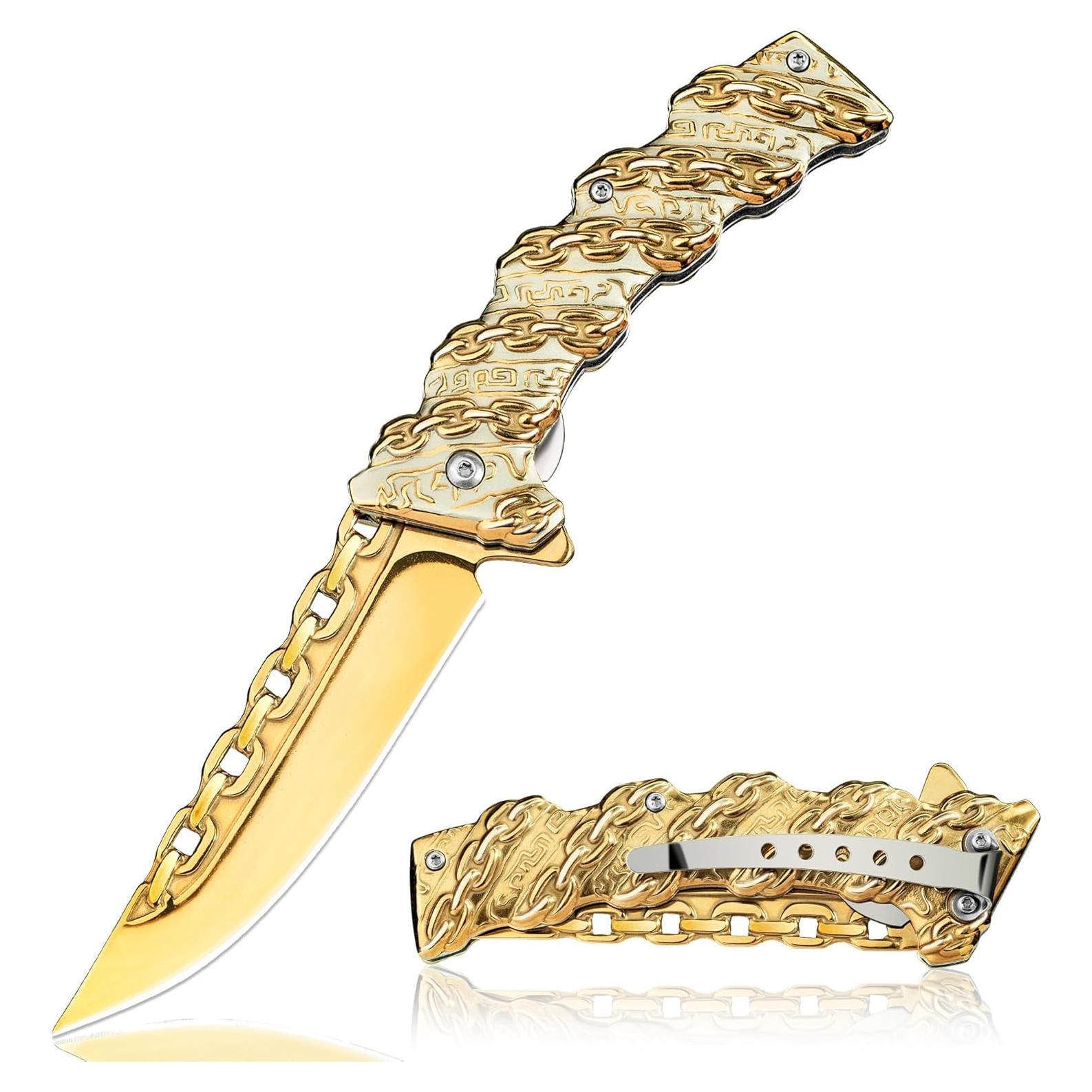 Cuchillo de Bolsillo NedFoss Cadena Plegable 20.32 cm Oro