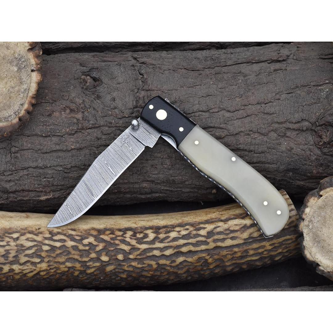 Cuchillo de bolsillo Knives Ranch Damasco 11.4 cm con funda
