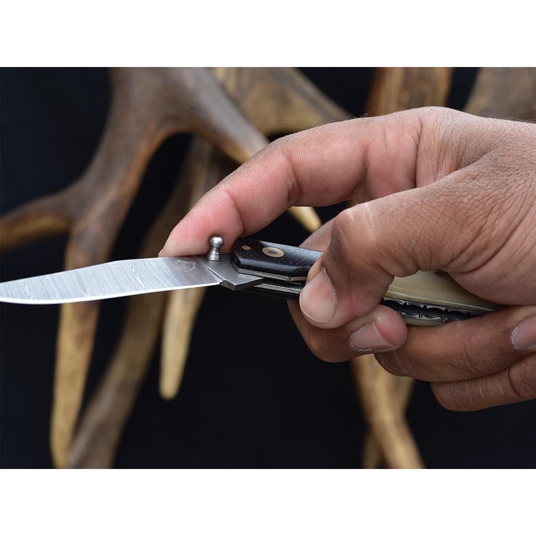 Cuchillo de bolsillo Knives Ranch Damasco 11.4 cm con funda