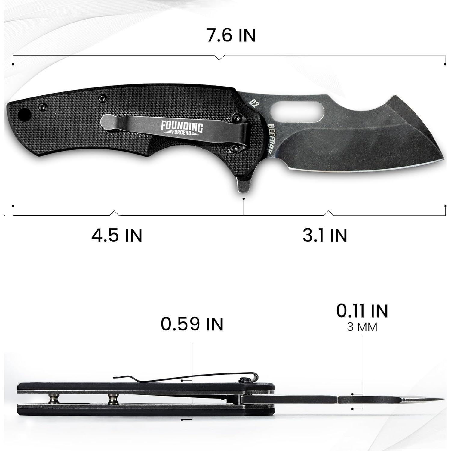 Cuchillo de bolsillo BEEFBOY Founding Forgers D2 19.3cm