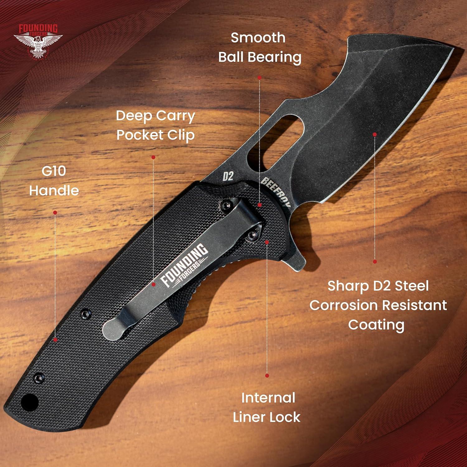 Cuchillo de bolsillo BEEFBOY Founding Forgers D2 19.3cm