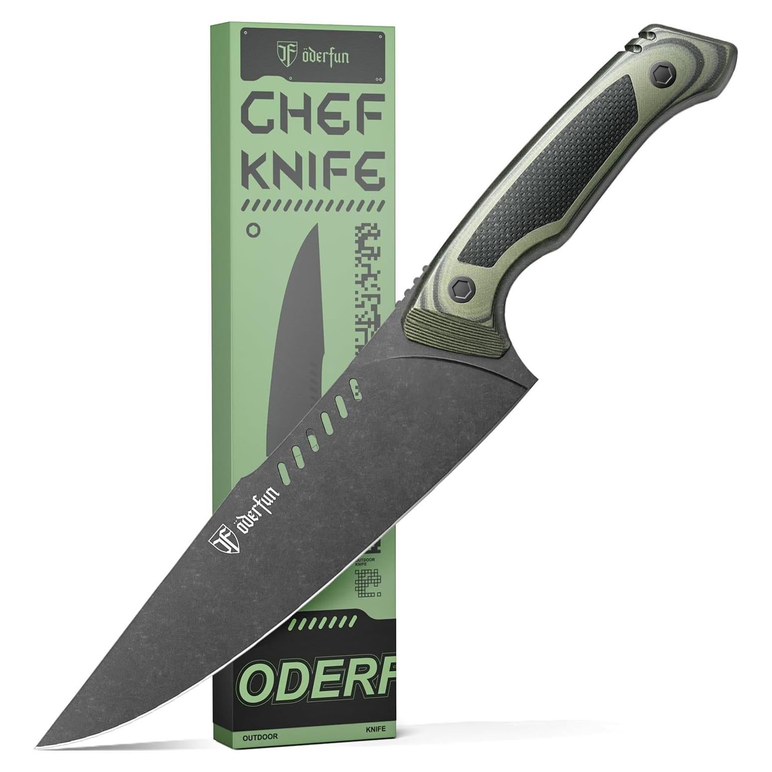 Cuchillo de Chef ODERFUN 20 cm Acero Alemán Full-Tang Verde