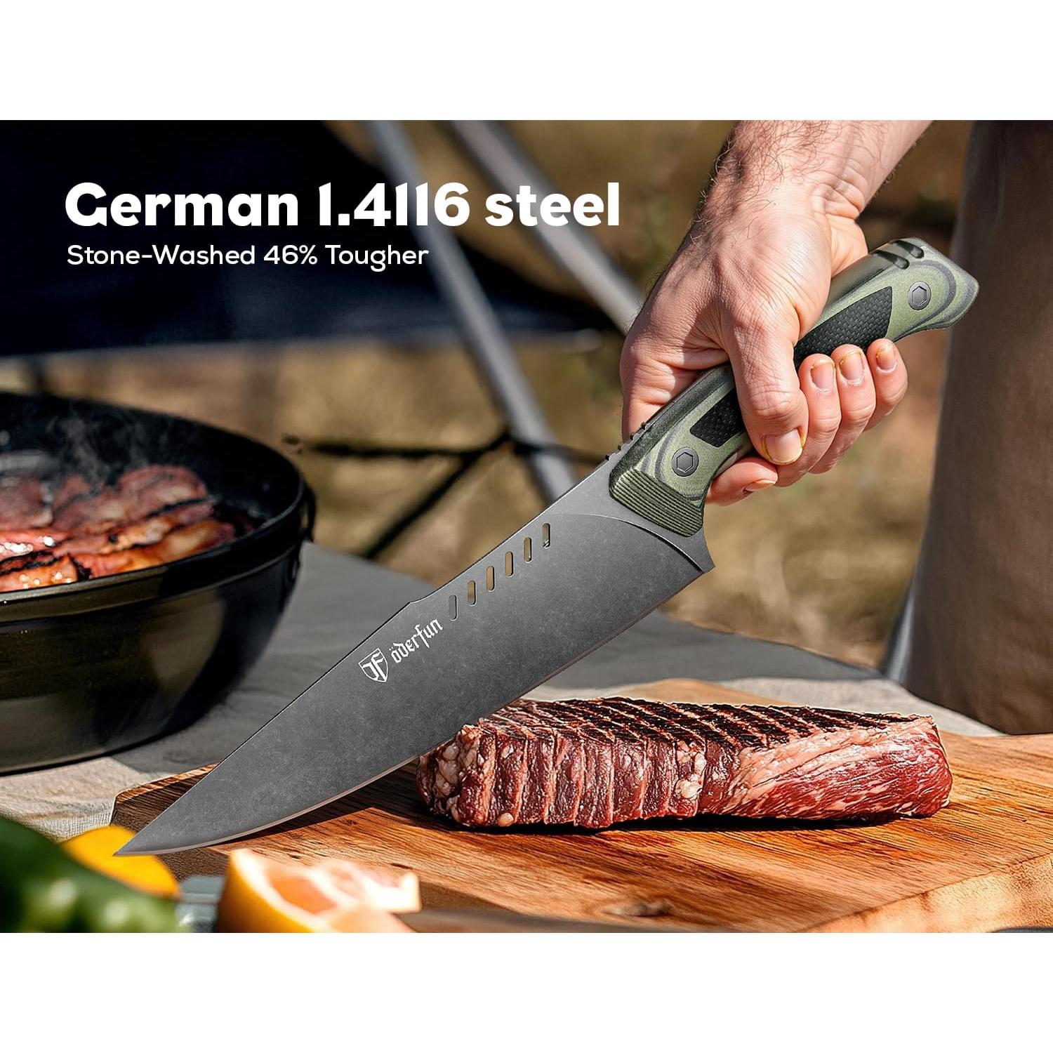 Cuchillo de Chef ODERFUN 20 cm Acero Alemán Full-Tang Verde