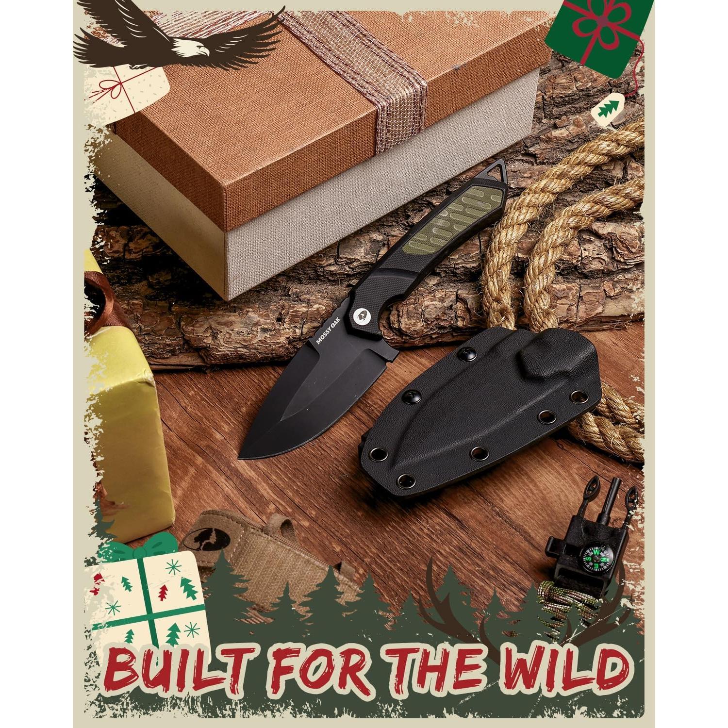 Cuchillo de hoja fija Mossy Oak 20.32 cm con funda Kydex