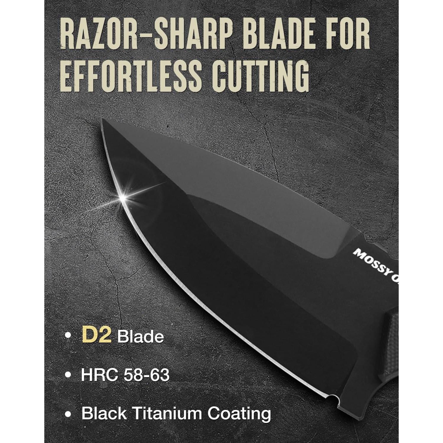 Cuchillo de hoja fija Mossy Oak 20.32 cm con funda Kydex