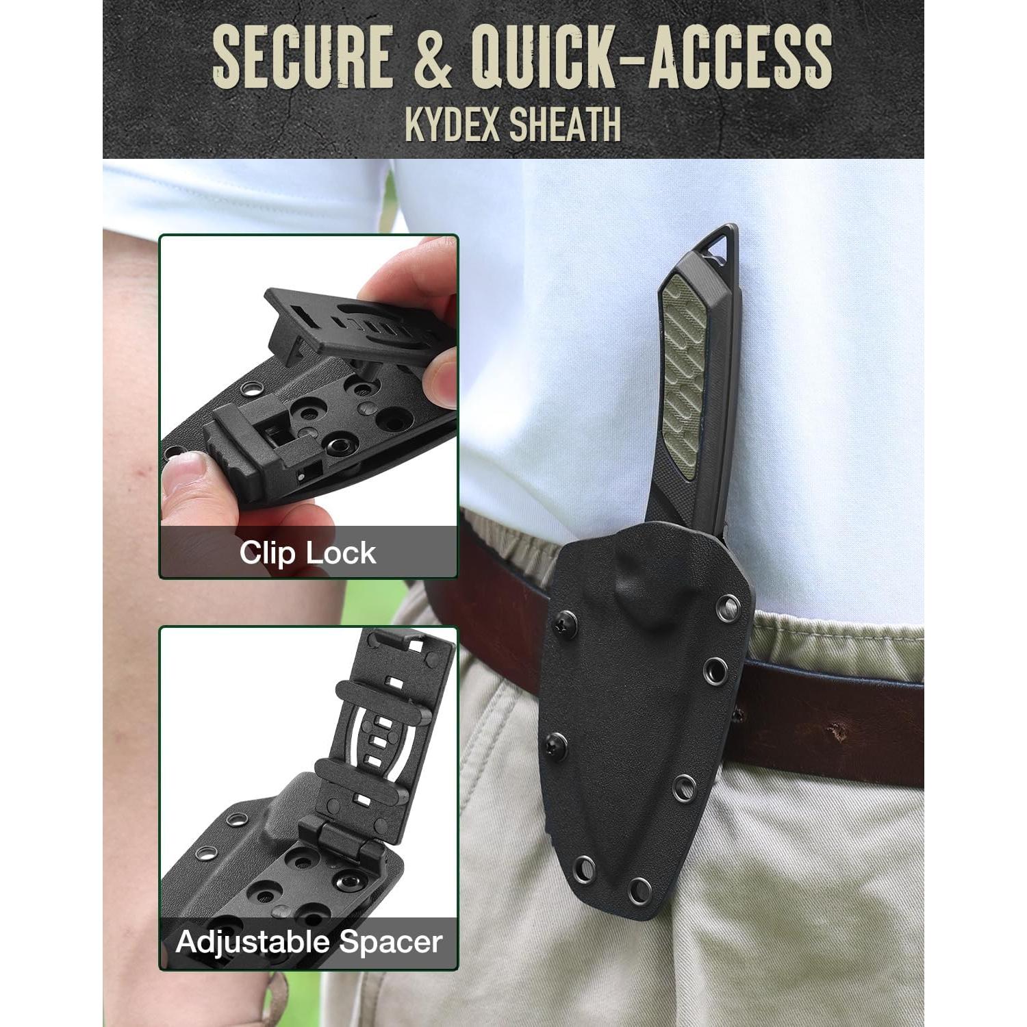 Cuchillo de hoja fija Mossy Oak 20.32 cm con funda Kydex