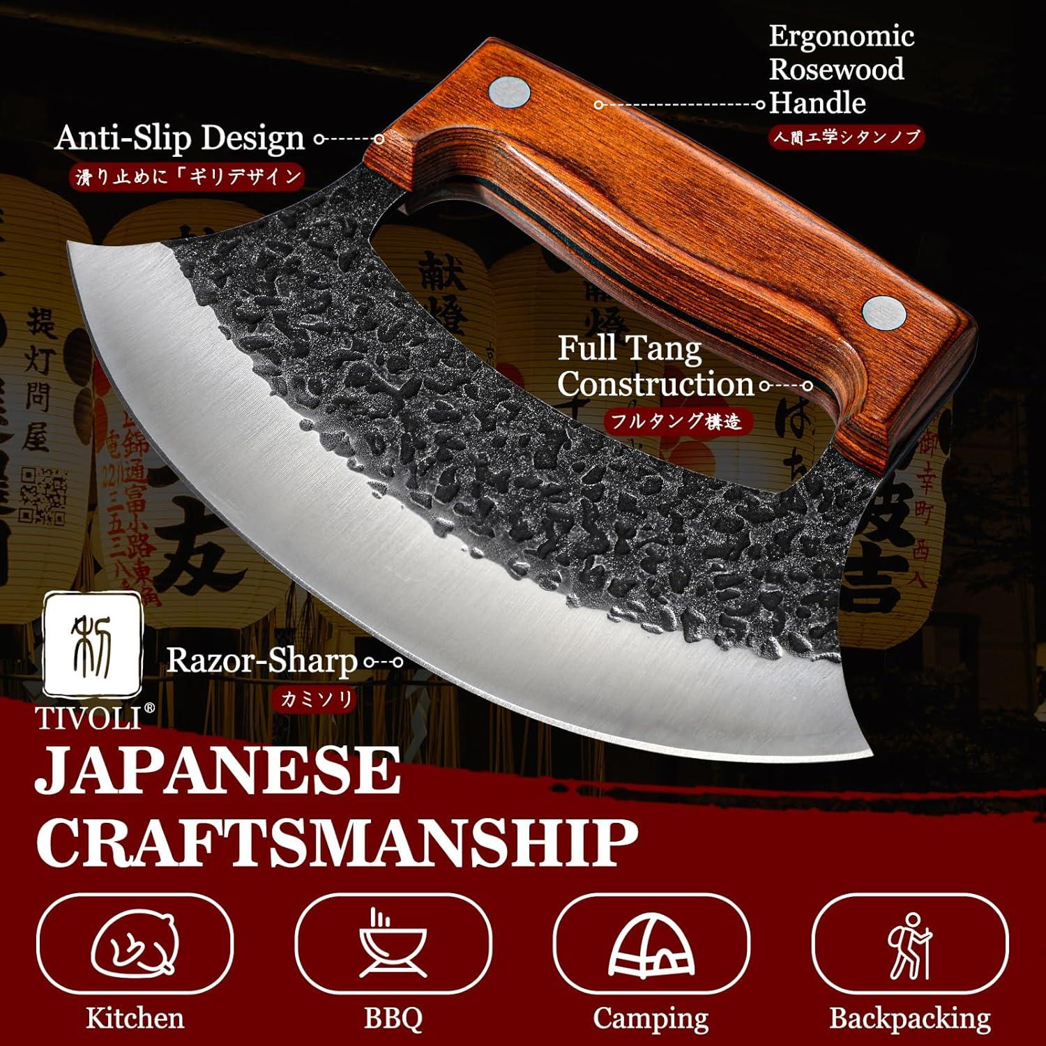 Cuchillo Ulu Forjado a Mano TIVOLI - Acero Alto Carbono 18cm