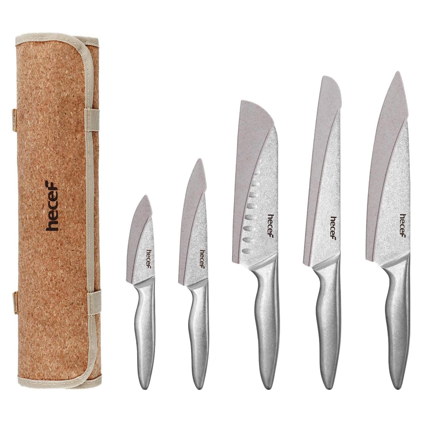 Juego de Cuchillos de Cocina Vintage hecef - 5 Piezas Acero Inoxidable