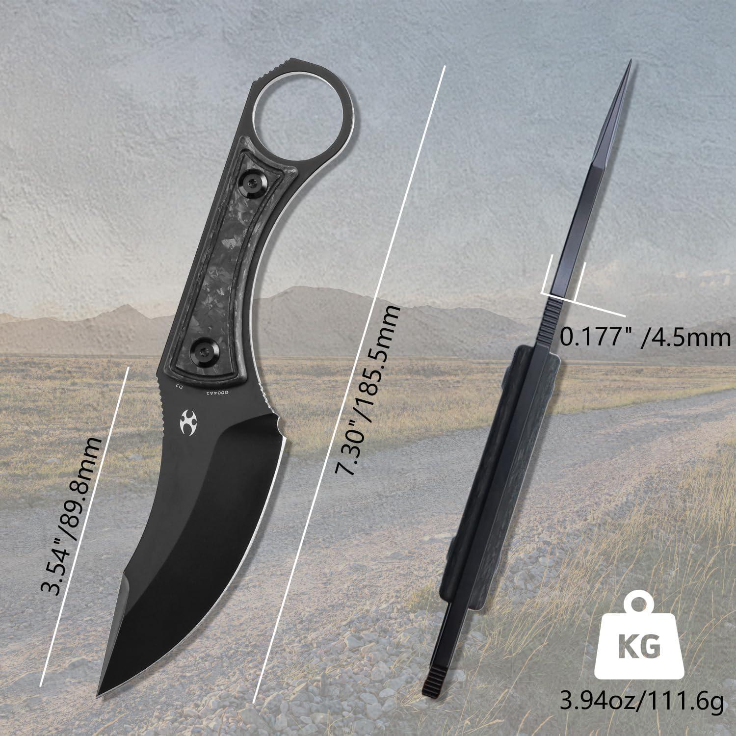 Cuchillo de hoja fija KANSEPT Niko D2 9 cm con funda Kydex