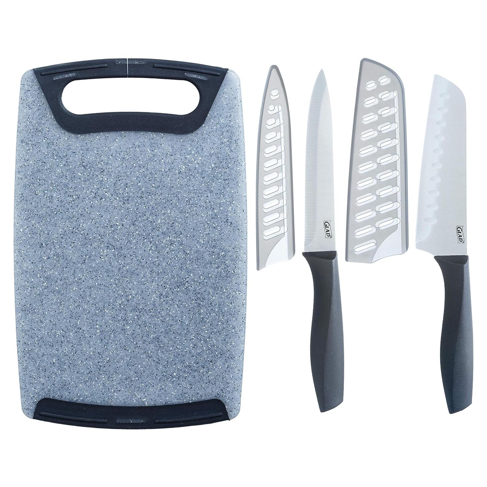 Juego de Cuchillos Glad 5 Piezas con Tabla de Cortar