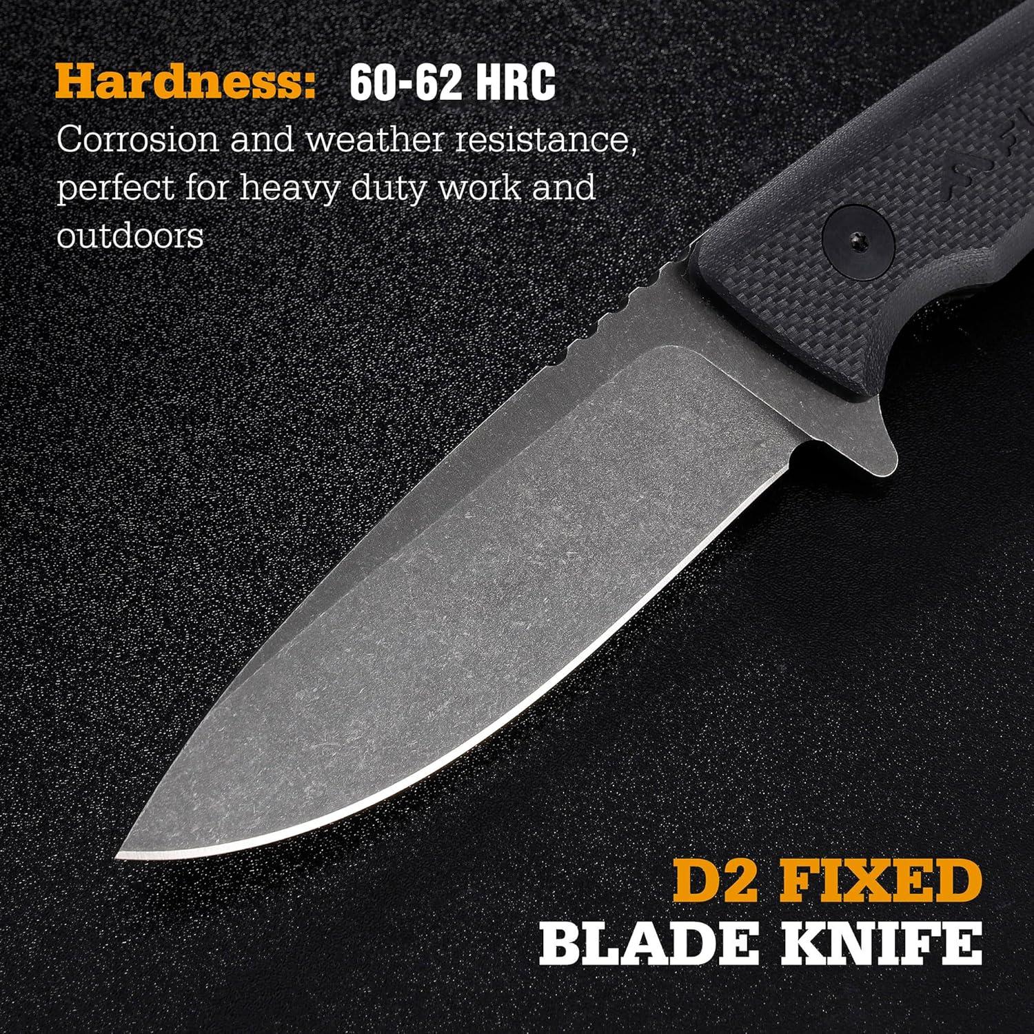 Cuchillo de Caza Fijo FLISSA D2 216mm con Mango G10 y Funda