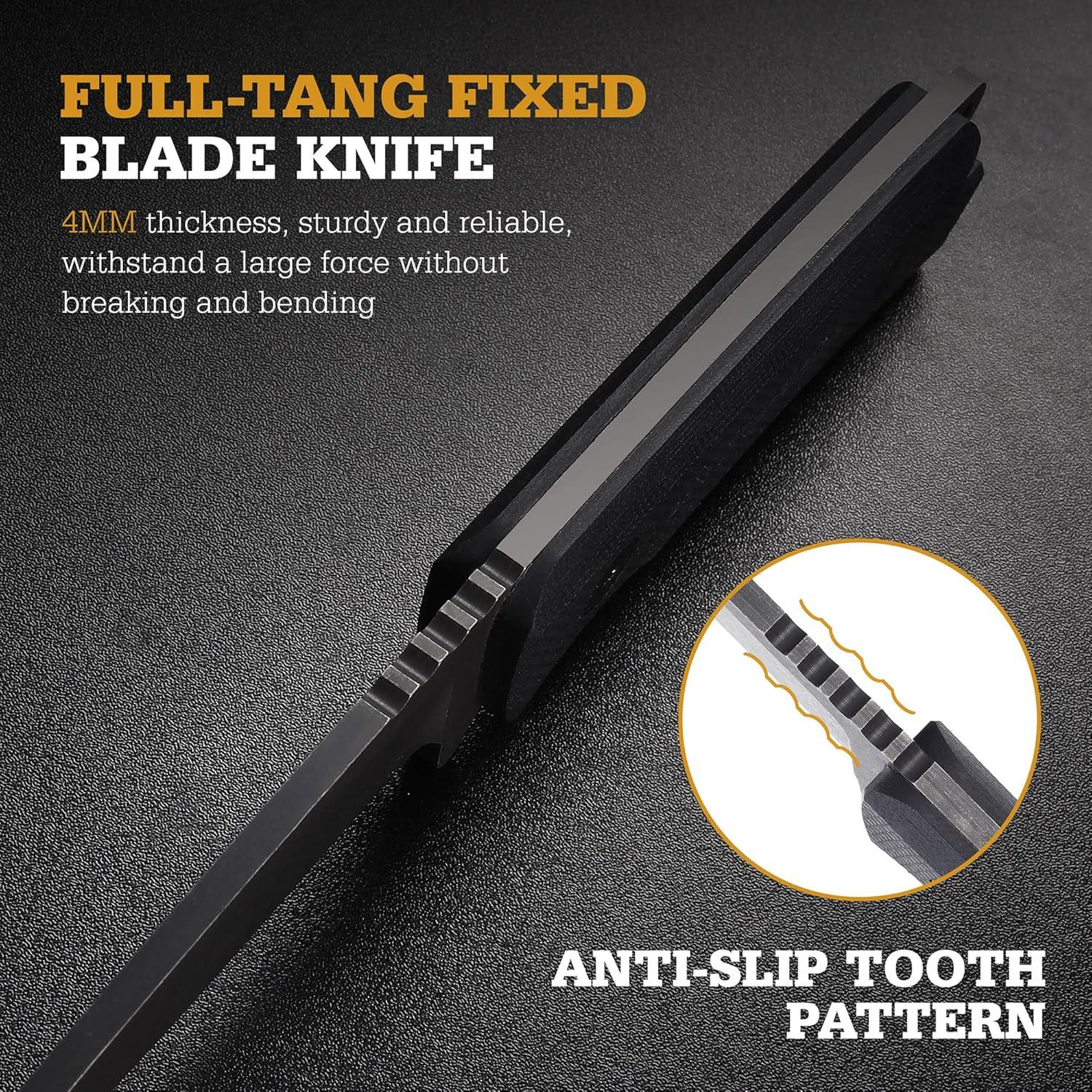 Cuchillo de Caza Fijo FLISSA D2 216mm con Mango G10 y Funda