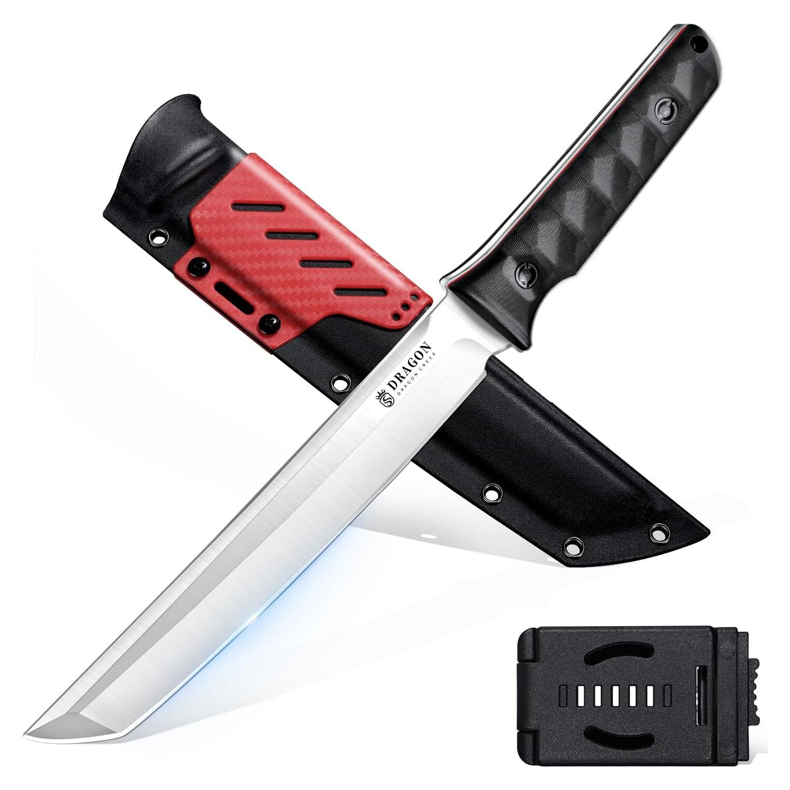 Cuchillo Táctico Dragon Creek 36.4 cm Acero D2 Mango G10 Rojo