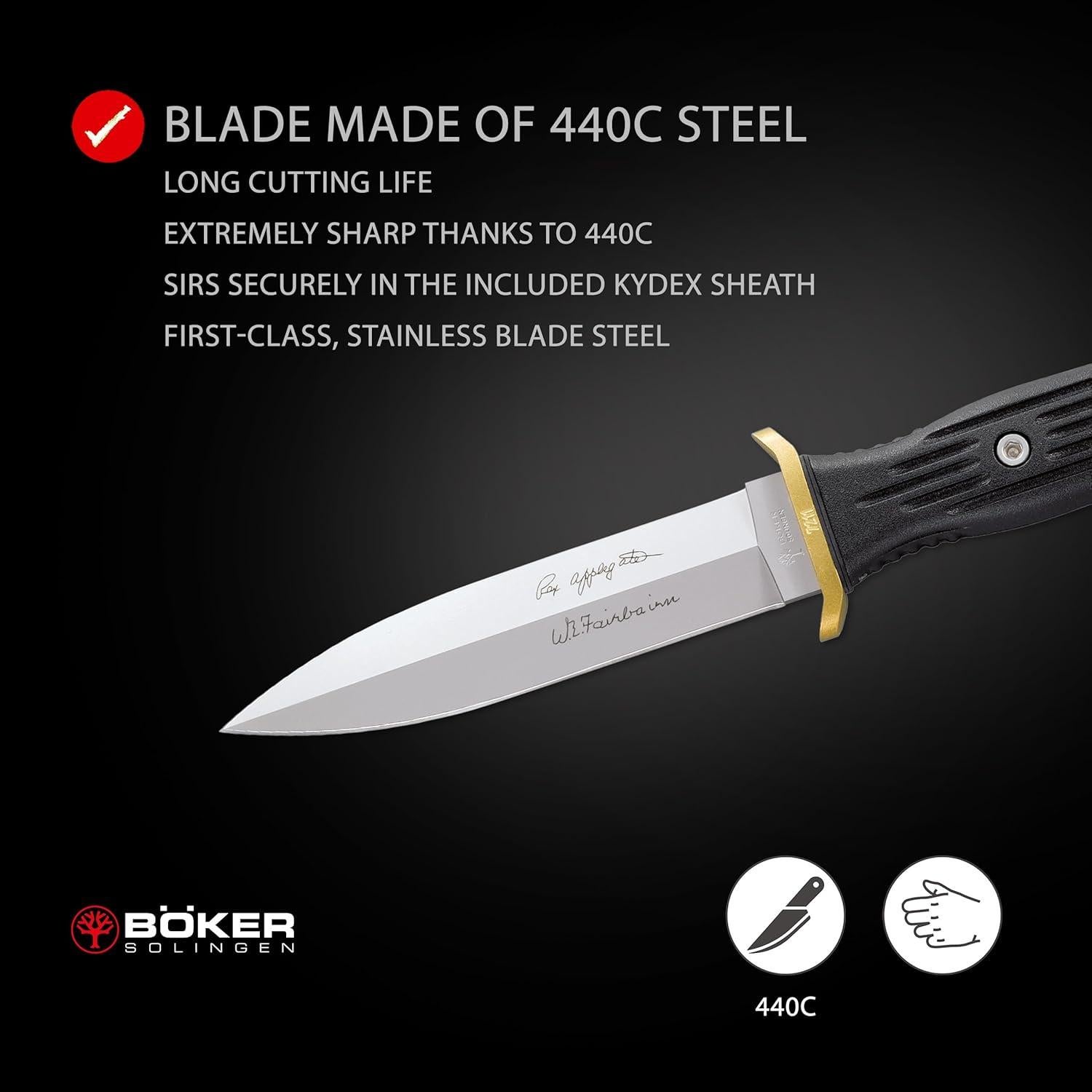 Cuchillo Boker Applegate-Fairbairn Boot 23 cm Acero Inoxidable