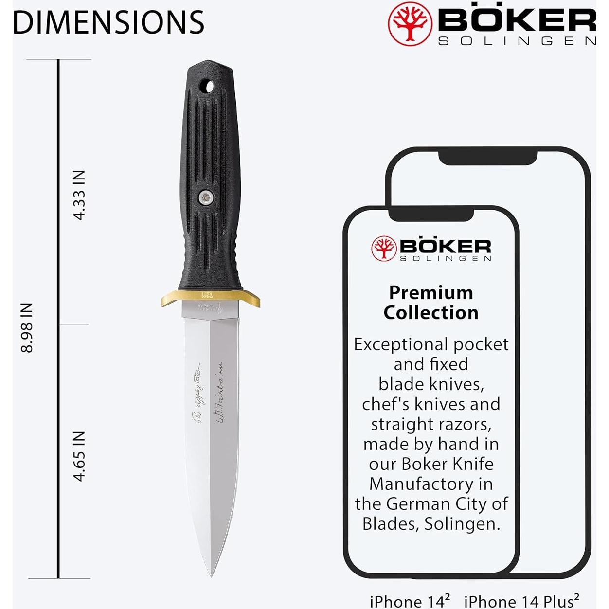 Cuchillo Boker Applegate-Fairbairn Boot 23 cm Acero Inoxidable