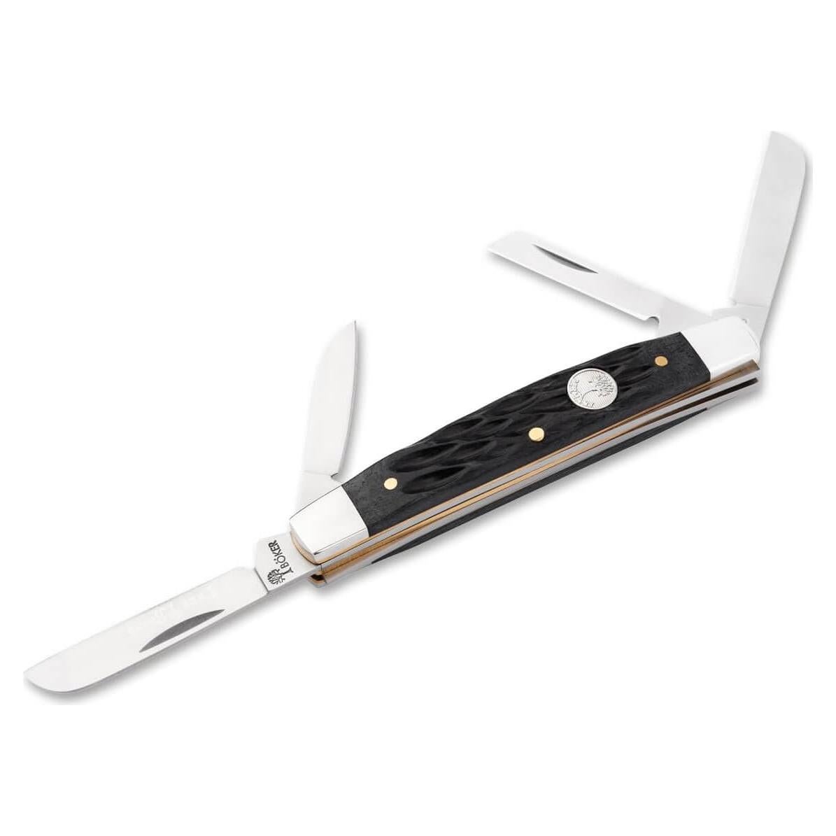 Cuchillo Plegable Boker 8.9 cm Hueso Negro Acanalado