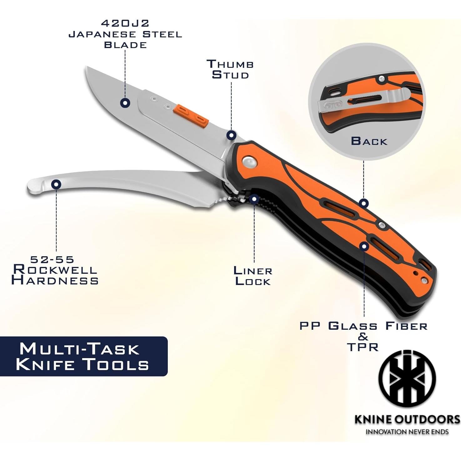 Cuchillo de Caza Plegable KNINE OUTDOORS con 9 Hojas Reemplazables