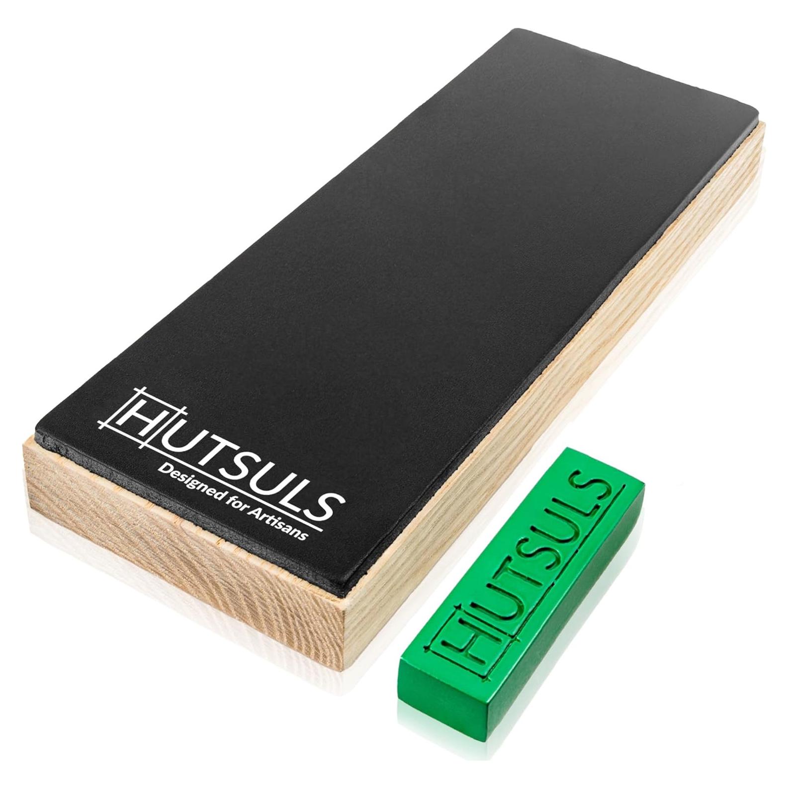 Bloque de Afilar de Cuero Hutsuls 20x8 cm con Compuesto Verde