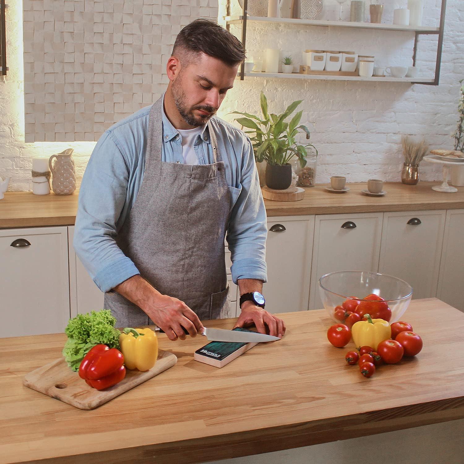 Bloque de Afilar de Cuero Hutsuls 20x8 cm con Compuesto Verde